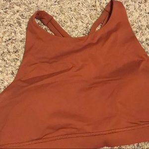 High neck energy bra in rustic clay